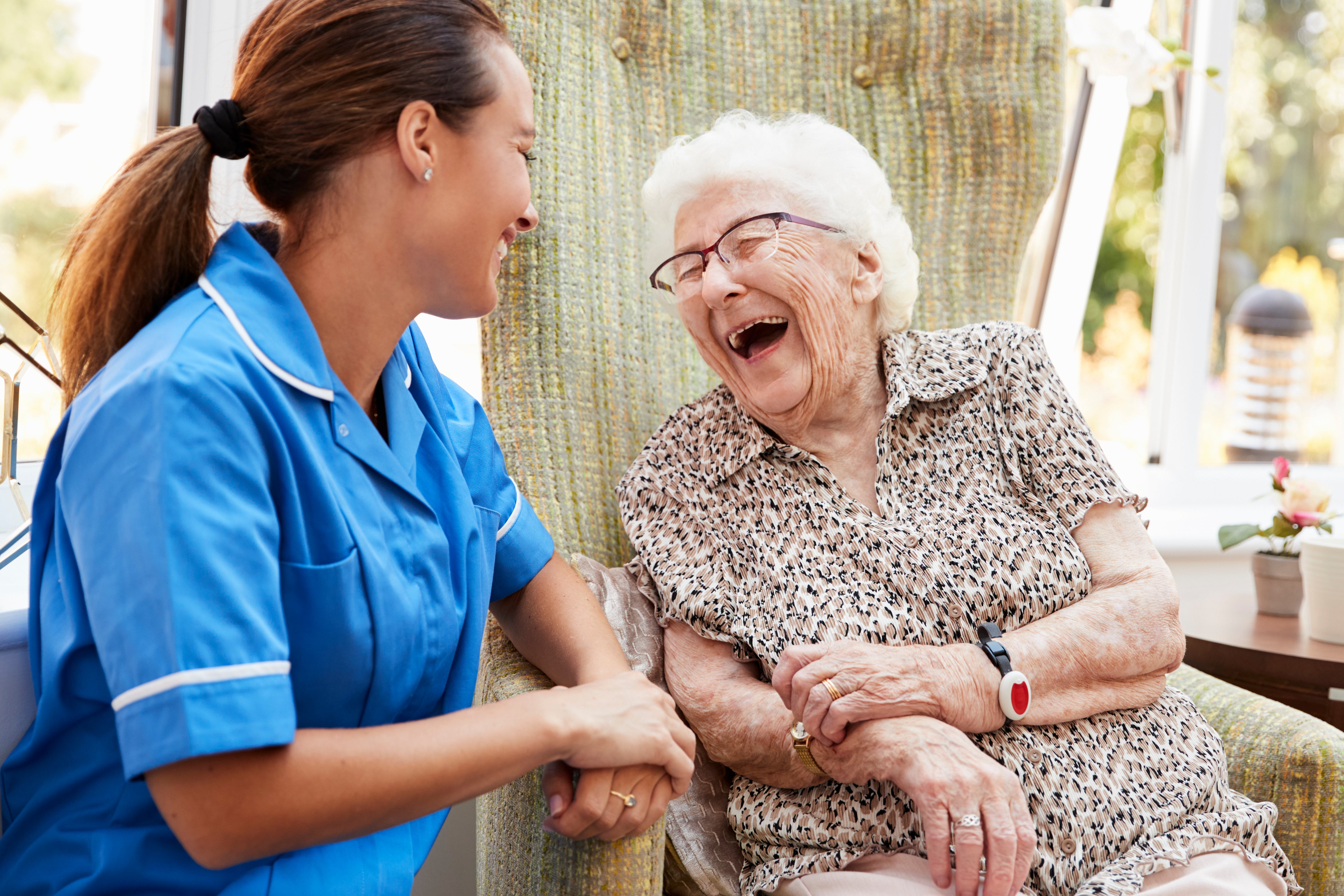 two people laughing