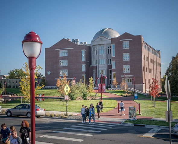 An exterior of the Engineering and Computer Science Building