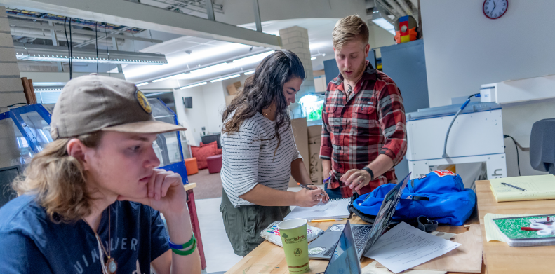 Students working