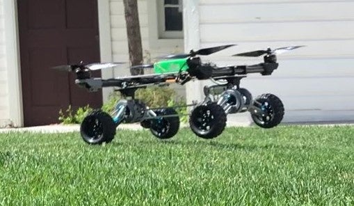 This image shows assembled system in the middle of landing after flight.