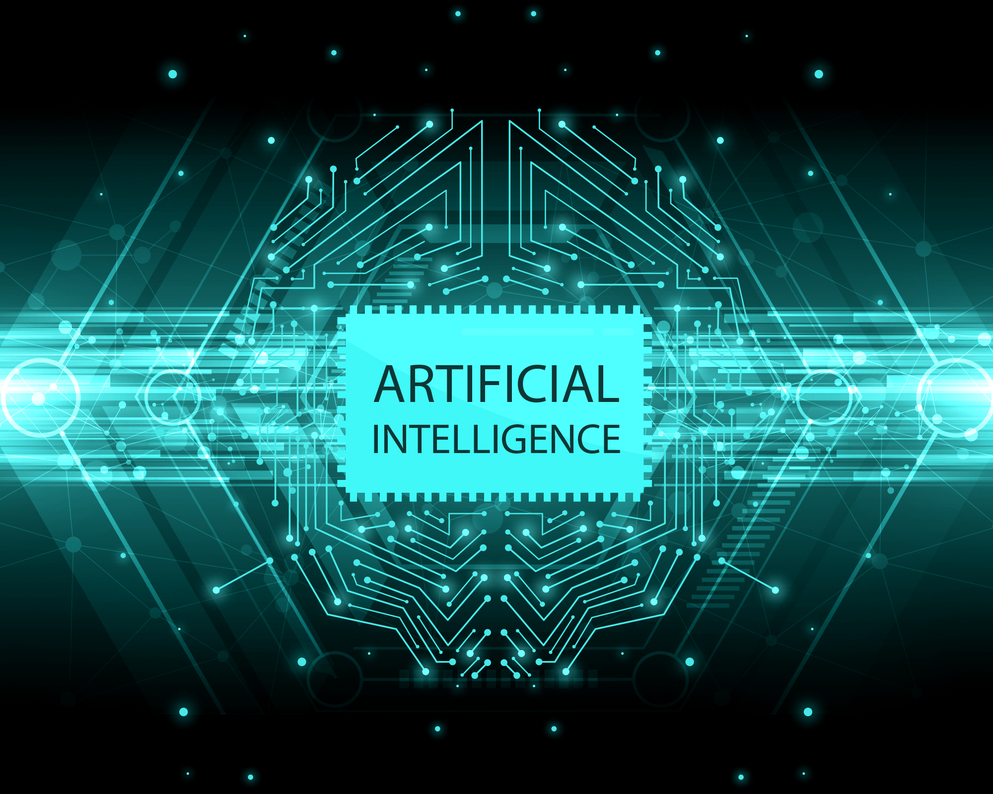 a cyan on black image that includes the words ARTIFICIAL INTELLIGENCE