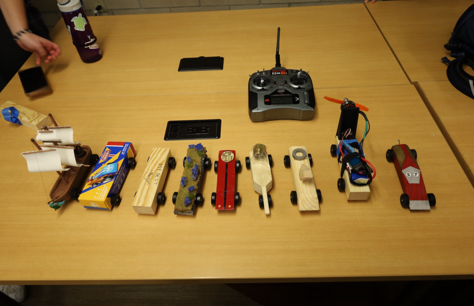 The Pinewood Derby cars that competed. 