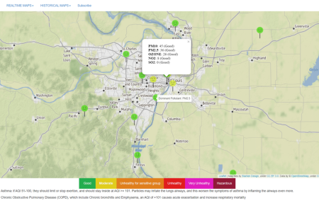 Nidhi's map of air quality (AQI) in Denver 