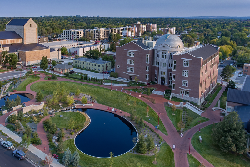 Photo of the Ritchie School of Engineering, taken from above