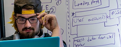Student at computer