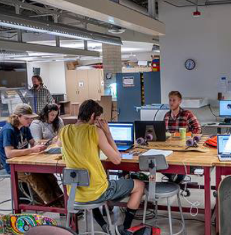 Maker club at desk